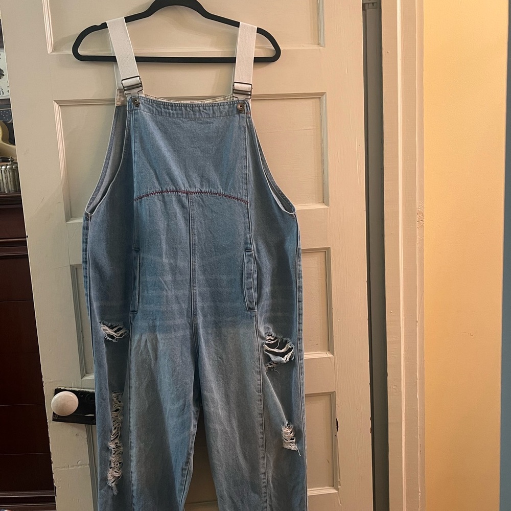 Casual Light Blue Denim Overalls for Women